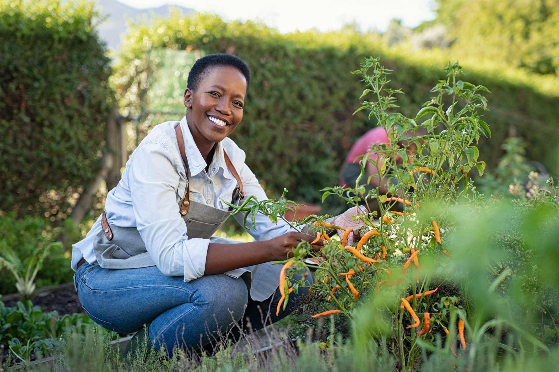 healthy woman gardening hero banner